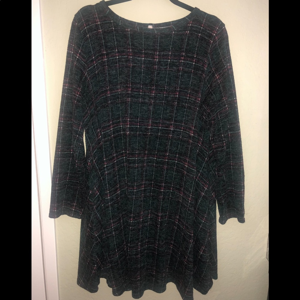 Gray plaid Pink Blush Maternity dress sz M/L